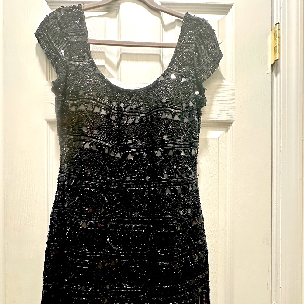 Beaded black cocktail dress